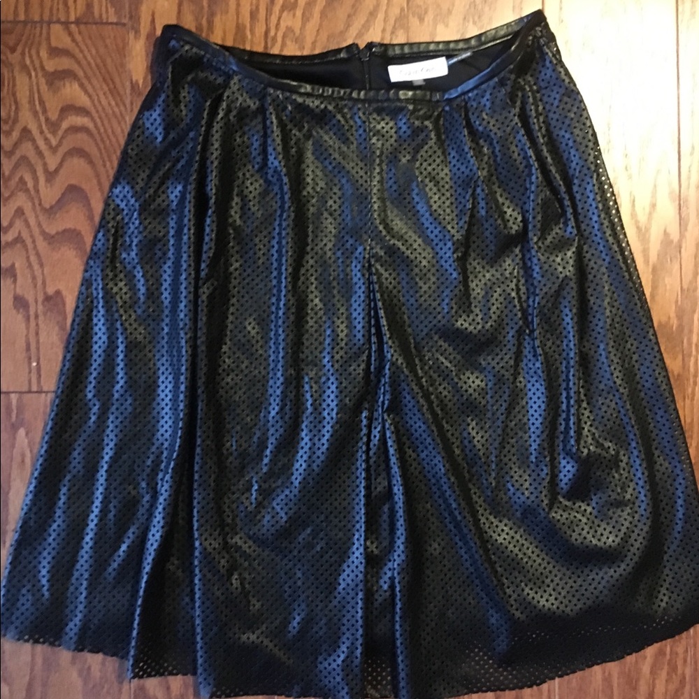 Calvin Klein leather perforated skirt